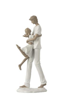 Statuette blanche et grise - Père et sa fille