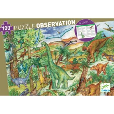 Puzzle 100p + livret DJECO - Dinosaures