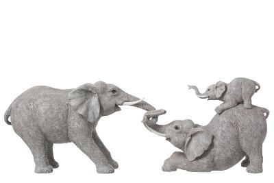 Statuette famille d'éléphants au jeu