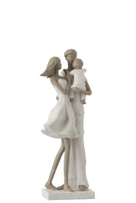Statuette blanche et grise - Couple d'amoureux + bébé