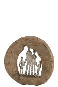 Statuette famille en bois manguier naturel