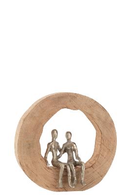 Statuette couple en bois manguier naturel