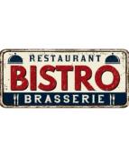 Plaque métal embossée "Restaurant Bistro brasserie"