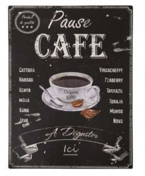 Plaque métal "Pause café"